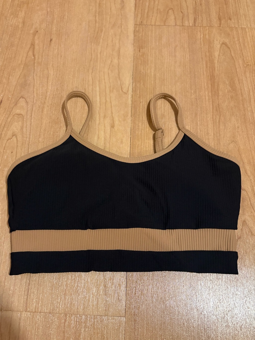 Born Primitive Ribbed Black and Tan Athletic Bralette